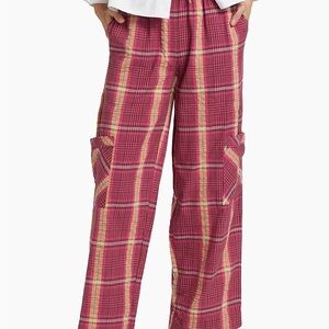 NWT Damson Madder Plaid Pink Cargo Pants
